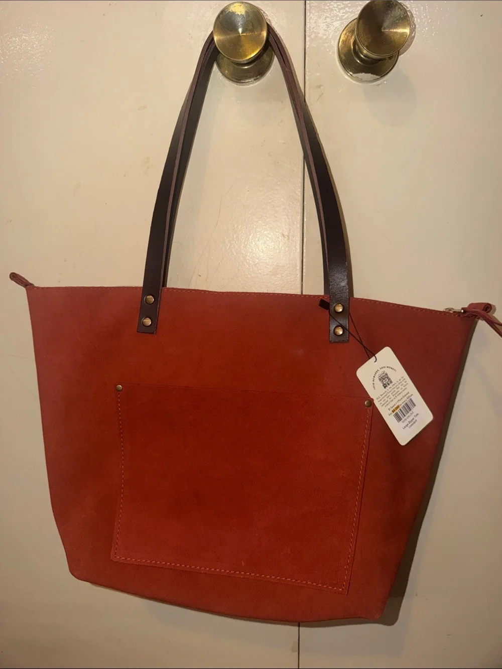 NWT Portland Leather Large Zippered Cinnabar Tote